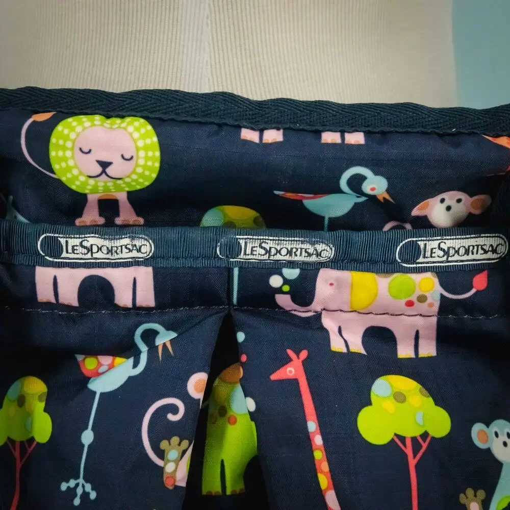 LeSportSac Ryan Baby Zoo Animal Print Synthetic Changing Pad Diaper Bag Tote Bag